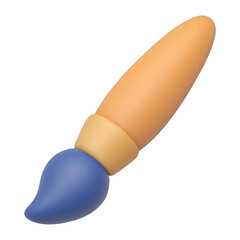 paint brush tool 3d render icon isolated on transparent background cutout
