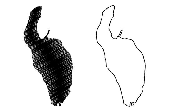 Goree island (Republic of Senegal) map vector illustration, scribble sketch Ile de Gor&eacute;e map