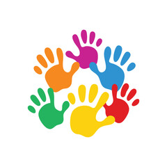 Colorful handprints vector illustration(A)