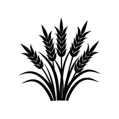 Rice plants silhouette vector art illustration