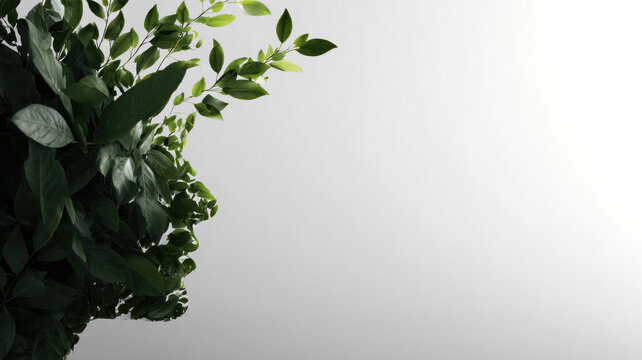 Green plant with many leaves resembling a human face, against a soft background, suggesting a harmony between nature and humanity.