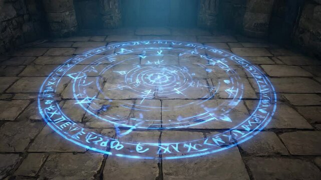 Magic Circle on Ancient Stone Floor