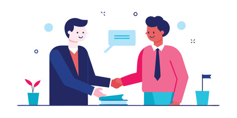 Businessmen shaking hands agreement deal partnership success