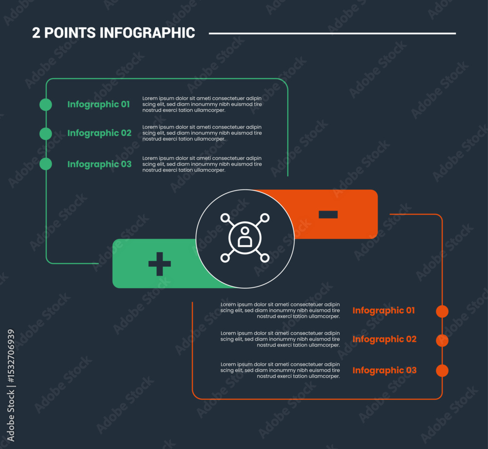 Aufkleber comparison choice infographic process diagram with round box with circle connection up and down with