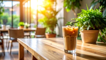 Iced coffee in cafe