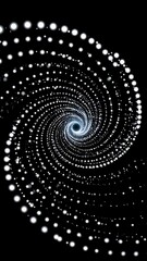 Abstract Spiral of White Dots on Black Background