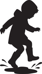 Child jumping in a puddle