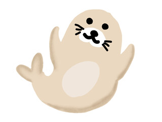 seal ,baby with a toy