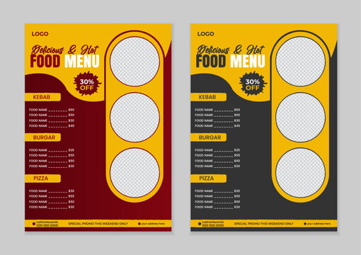 Elegant restaurant Food Menu Template, Restaurant cafe menu, template design, Set A4 menu editable vector format