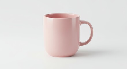Minimalist pale pink ceramic mug isolated on a bright white plain background
