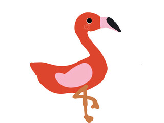 pink flamingo isolated on white