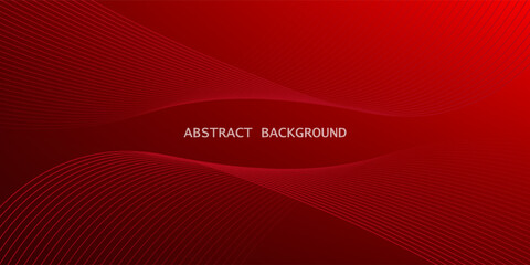 Abstract red gradient background with glowing wave. Shiny moving lines design element. Elegant flowing wave lines. Modern futuristic concept. Vector illustration