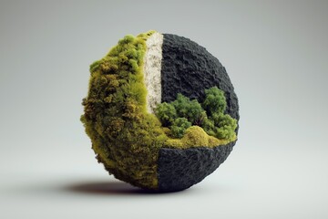 Stylized Miniature Globe Featuring Textured Terrain in Earthy Tones