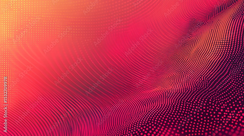 Poster Abstract background with curved lines and gradient color, red and yellow halftone dots pattern