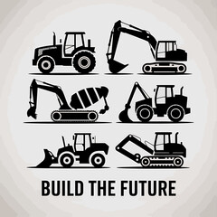 Stark Graphic Poster Construction Equipment Icons Building the Future