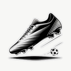 A Striking Black and White Illustration of a Soccer Cleat in Motion