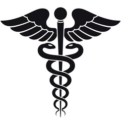 Stylized Black Caduceus Symbol A Vector Illustration of Medical Emblem