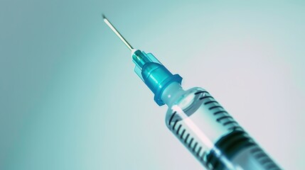 Close-up Medical Syringe with Vaccine: High-Resolution Imaging, Sterile Administration, and Immunization Technology