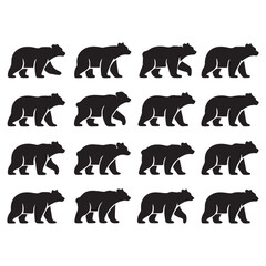 Silhouettes of Grizzly Bears Walking Repeated Pattern Wildlife Nature Graphic Design Element