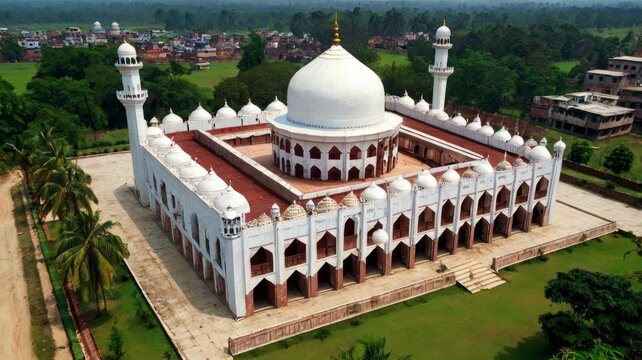 Aerial view of Baitul Aman Jame Masjid, a beautiful islamic mosque complex in Wazirpur.