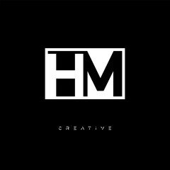 HM Negative Space Logo – Minimalist Black & White Monogram for Creative Branding, Fashion, Identity & Modern Logo Design	