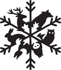 Snowflake with hidden animals in the pattern.