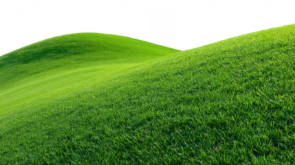Two lush green grass hills isolated on transparent background