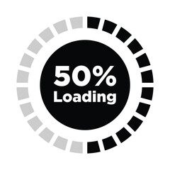 50% Circular Loading Bar Vector, UI Progress Indicator Design.