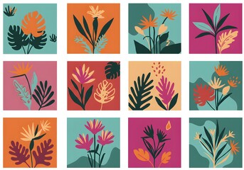 set of vector floral elements
