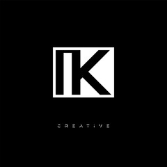 IK Negative Space Logo – Minimalist Black & White Monogram for Creative Branding, Fashion, Identity & Modern Logo Design	