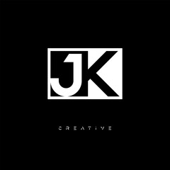 JK Negative Space Logo – Minimalist Black & White Monogram for Creative Branding, Fashion, Identity & Modern Logo Design
