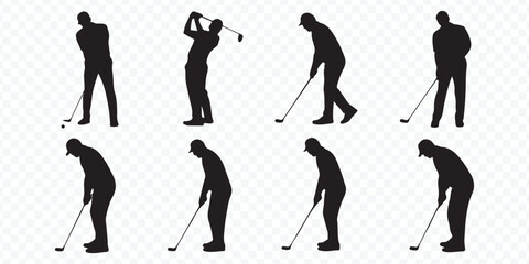 Golf Swing Sequence Silhouette Collection Vector