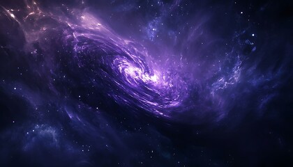Obraz premium Majestic purple galaxy illustration with swirling nebula clouds and bright stars in deep space