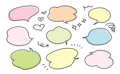 かわいい手書き風カラフル吹き出しセット