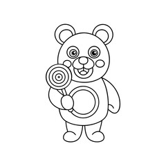 Obraz premium Printable Bear Blowing Candy Kisses Outline