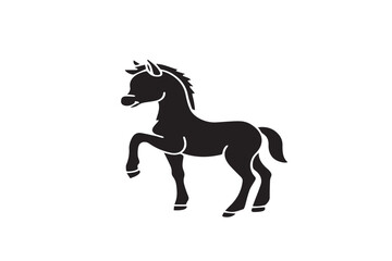 Pony Silhouette Vector – Cute Black Icon for Children’s Designs, Farm Animals, and Educational Graphics