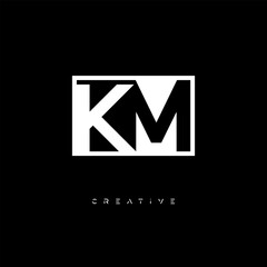 KM Negative Space Logo &ndash; Minimalist Black & White Monogram for Creative Branding, Fashion, Identity & Modern Logo Design	