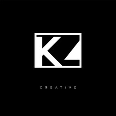 KZ Negative Space Logo – Minimalist Black & White Monogram for Creative Branding, Fashion, Identity & Modern Logo Design	