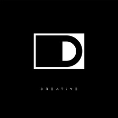 D Negative Space Logo – Minimalist Black & White Monogram for Creative Branding, Fashion, Identity & Modern Logo Design	
