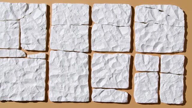 Chalkstone Facade: Stacked Plaster Panels on Matte Background