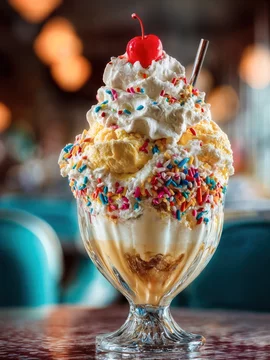 Nostalgic Ice Cream Treat in Retro Setting