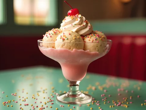 Classic Diner Style Sundae with Colorful Sprinkles