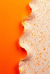 Orange paint on a solid orange background. The tray is positioned so that one part is above the background and the other part appears to float.