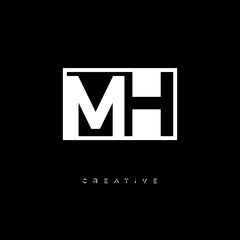 Fototapeta premium MH Negative Space Logo – Minimalist Black & White Monogram for Creative Branding, Fashion, Identity & Modern Logo Design 