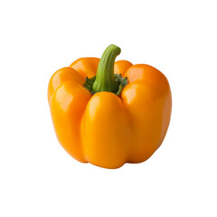 Vibrant Single Orange Bell Pepper Isolated on Black Background