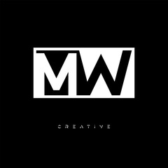 MW Negative Space Logo – Minimalist Black & White Monogram for Creative Branding, Fashion, Identity & Modern Logo Design	