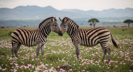 Obraz premium Hyper-Realistic Zebra Portraits Serene Savanna Wildlife Moments