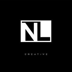 NL Negative Space Logo – Minimalist Black & White Monogram for Creative Branding, Fashion, Identity & Modern Logo Design	