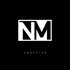 NM Negative Space Logo – Minimalist Black & White Monogram for Creative Branding, Fashion, Identity & Modern Logo Design	