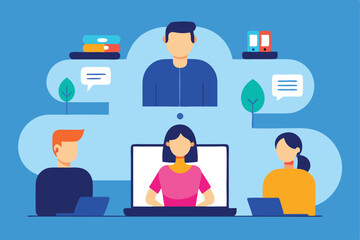 Online team collaboration virtual meeting remote work